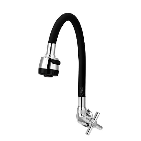 Torneira Gourmet C62 Flexível Cozinha Parede Preta