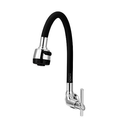 Torneira Gourmet C61 Flexível Cozinha Parede Preta