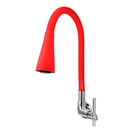 Torneira Cozinha C61 Flexível Cone 2 Jatos Vermelha Parede