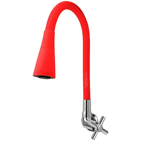 Torneira Cozinha C62 Flexível Cone 2 Jatos Vermelha Parede