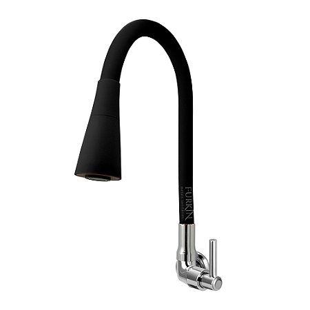 Torneira Gourmet C51 Cozinha Flexível Cone 2 Jatos Preto Parede