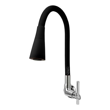 Torneira Gourmet C61 Cozinha Flexível Cone 2 Jatos Preto Parede