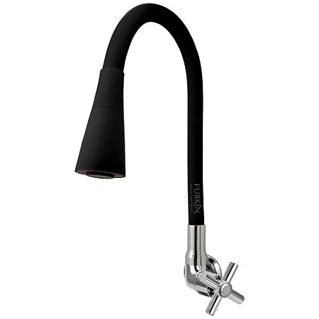 Torneira Gourmet C62 Cozinha Flexível Cone 2 Jatos Preto Parede