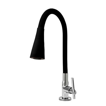 Torneira Gourmet C61 Cozinha Flexível Cone 2 Jatos Preto Mesa