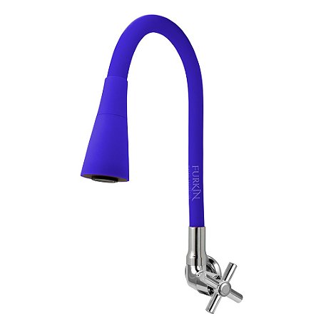 Torneira Gourmet C62 Cozinha Flexível Cone 2 Jatos Azul Parede