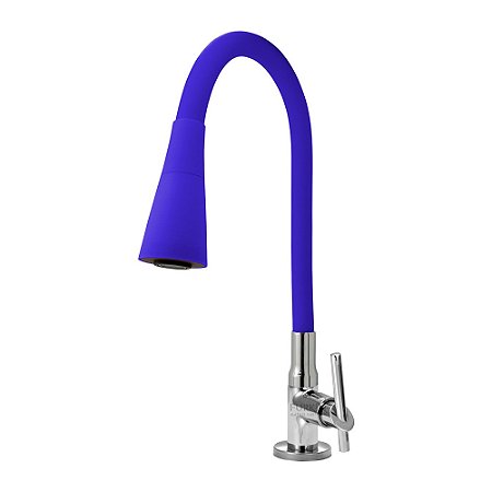 Torneira Gourmet C61 Cozinha Flexível Cone 2 Jatos Azul Mesa