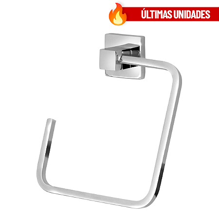 Porta Toalha Metal Cromado Quadrada Banheiro Parede Argola