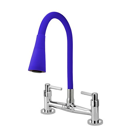 Torneira Misturador C51 Gourmet Flexível Cone Azul Mesa