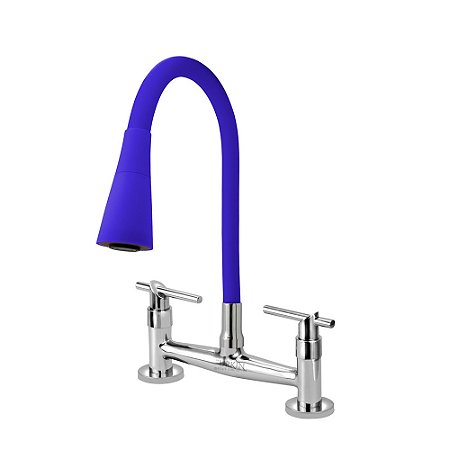 Torneira Misturador C61 Gourmet Flexível Cone Azul Mesa