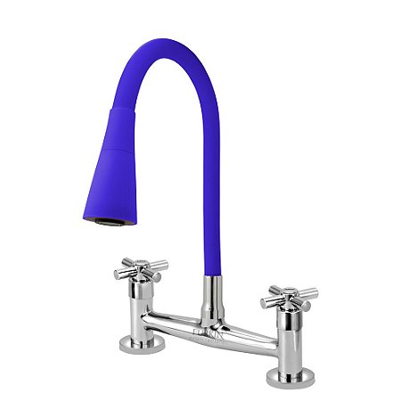 Torneira Misturador C62 Gourmet Flexível Cone Azul Mesa