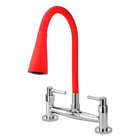 Torneira Misturador C51 Gourmet Flexível Cone Vermelha Mesa