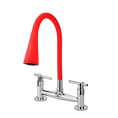 Torneira Misturador C61 Gourmet Flexível Cone Vermelha Mesa