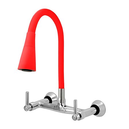 Torneira Misturador C51 Gourmet Flexível Cone Vermelha Parede