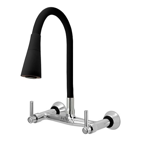 Torneira Misturador C51 Gourmet Flexível Cone Preto Parede