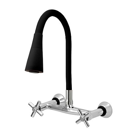 Torneira Misturador C62 Gourmet Flexível Cone Preto Parede