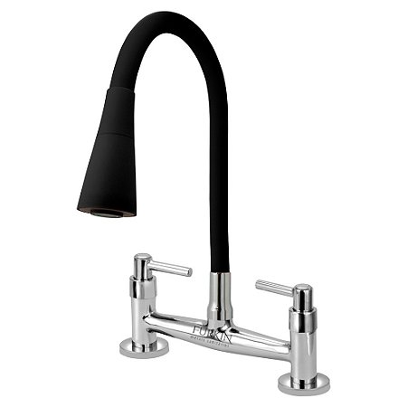 Torneira Misturador C51 Gourmet Flexível Cone Preto Mesa