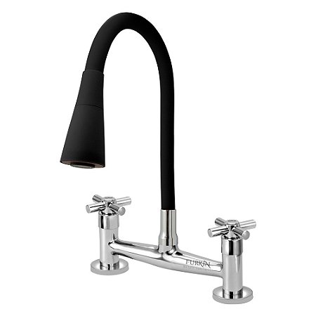 Torneira Misturador C62 Gourmet Flexível Cone Preto Mesa