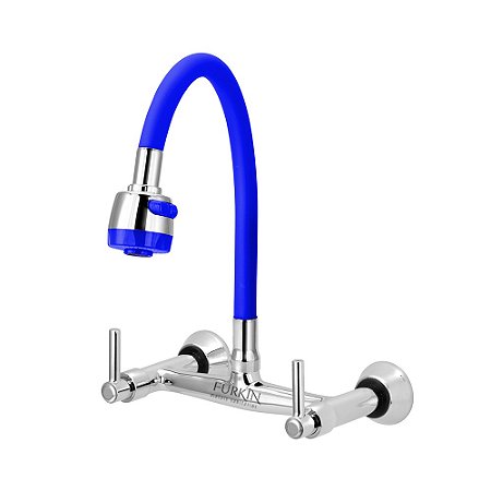 Misturador de Cozinha C51 Flexível Azul Para Parede 1/4 de Volta