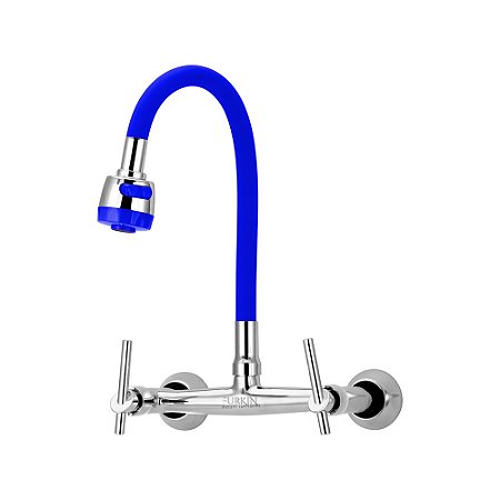 Misturador de Cozinha C61 Flexível Azul Para Parede 1/4 de Volta