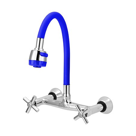 Misturador de Cozinha C62 Flexível Azul Para Parede 1/4 de Volta