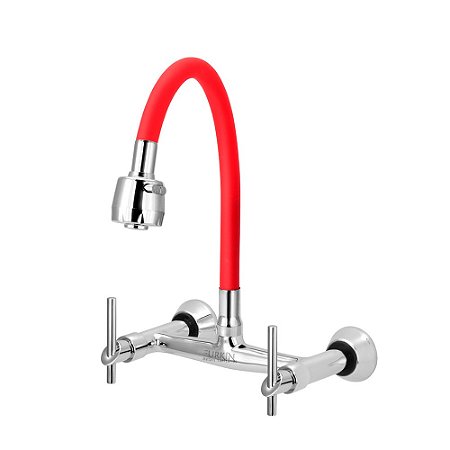 Misturador de Cozinha C61 Flexível Vermelho Para Parede 1/4 de Volta