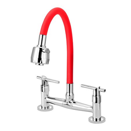 Misturador de Cozinha C61 Flexível Vermelho Mesa 1/4 de Volta