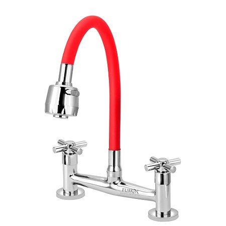 Misturador de Cozinha C62 Flexível Vermelho Mesa 1/4 de Volta