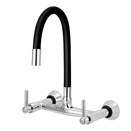 Misturador de Cozinha C51 Flexível Preto Parede 1/4 de Volta