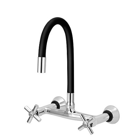 Misturador de Cozinha C62 Flexível Preto Parede 1/4 de Volta