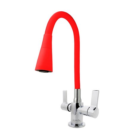 Misturador Monobloco Cozinha Cone 2 Jatos Vermelha Mesa