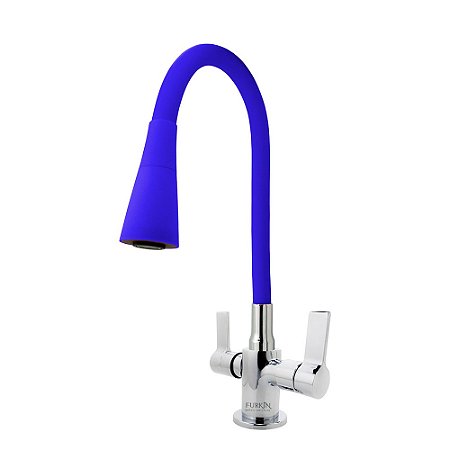 Torneira Misturador Monobloco Cozinha Cone 2 Jatos Azul Mesa