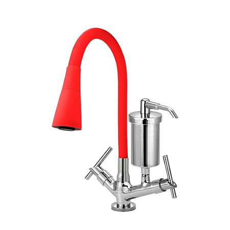 Torneira Gourmet C61 Cone Vermelha Filtro Cozinha Mesa