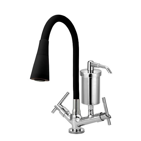 Torneira Gourmet C61 Cone Preto Filtro Cozinha Mesa