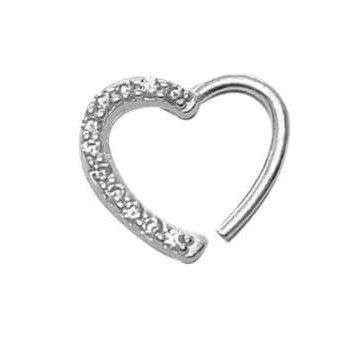 Piercing daith coração cravejado orelha direita Prata 925
