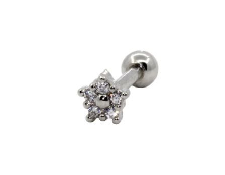 Piercing trágus florzinha cravejada Prata 925