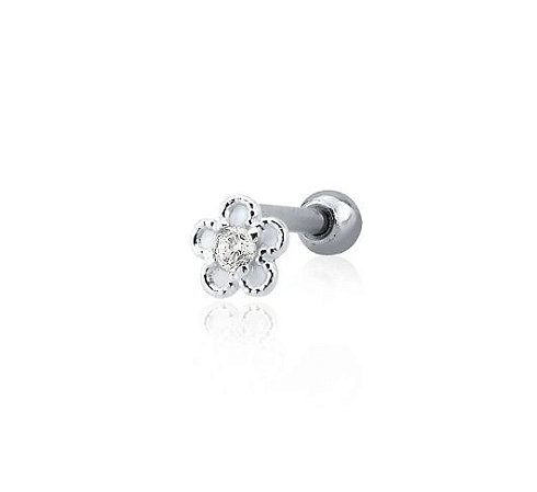 Piercing trágus flor miolo zircônia Prata 925