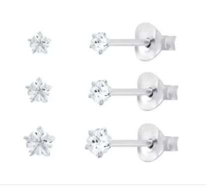 Trio ponto de luz estrela Prata 925