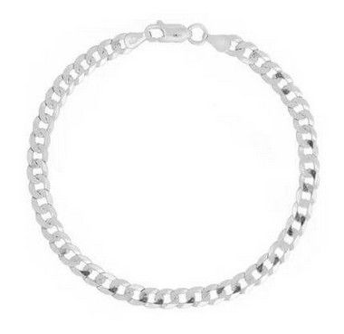 Pulseira Groumet masculina 4 mm x 21 cm Prata 925