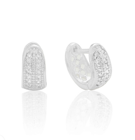 Argolinha dupla cravejada 6 mm Prata 925
