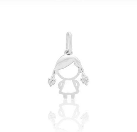 Pingente menina trancinhas com zircônias