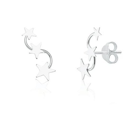 Brinco ear cuff estrelas degradê Prata 925