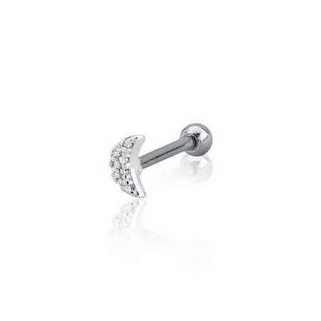 Piercing lua cravejada Prata 925