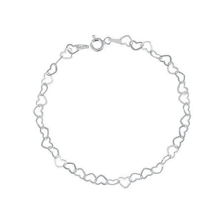 Pulseira elos corações Prata 925