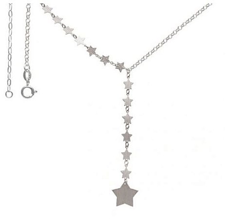 Colar gravata cascata de estrelas Prata 925