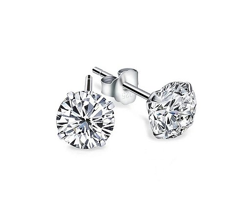 Brinco zircônia redonda 10 mm Prata 925