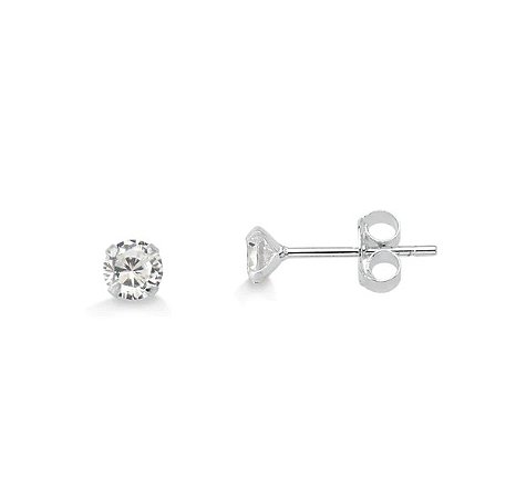 Brinco zircônia redonda 3 mm Prata 925