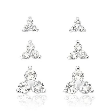 Trio pedrinhas Prata 925