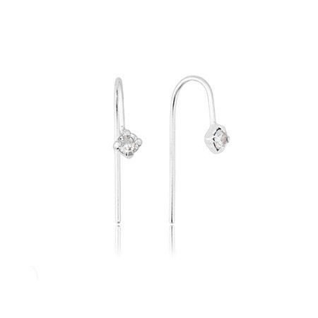 Brinco gancho zircônia cristal Prata 925