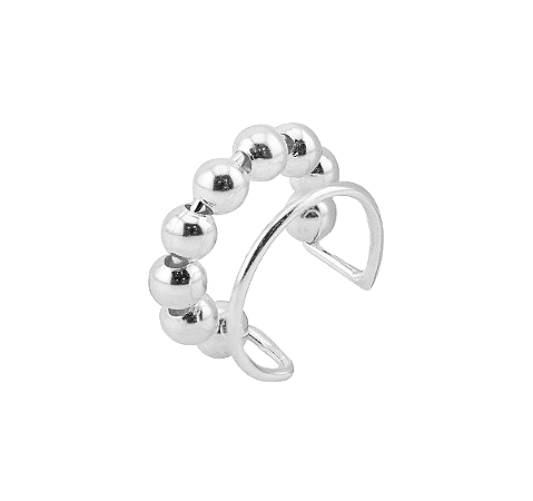 Piercing fake aro duplo liso e bolinhas Prata 925