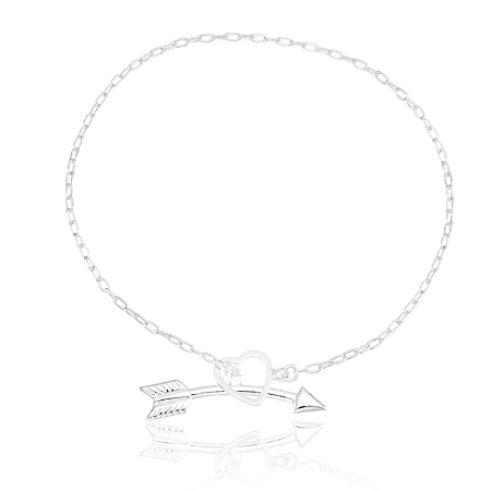 Pulseira fecho coração e flecha Prata 925